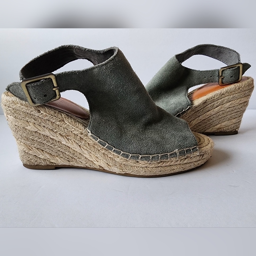 GAP Espadrille Suede Wedge Vintage Palm Size 6